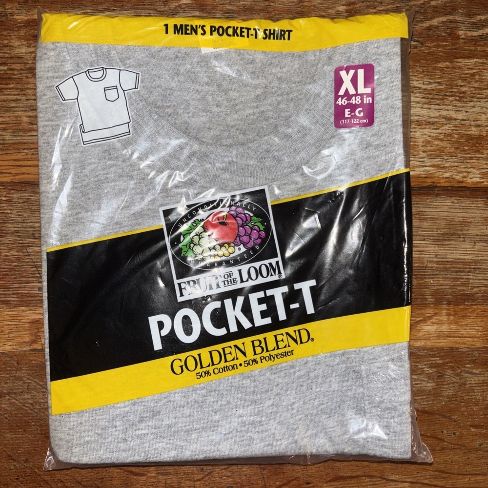 Vintage 1998 Fruit of The Loom 1 Pocket 1 T-Shirt  Golden Blend Grey Size XL